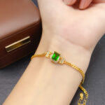 Natural diopside bracelet women's accessory niche high-end sense 925 silver 5*7mm - Image 5