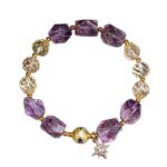 Star Guardian Natural Amethyst Citrine 925 Sterling Silver Healing Bracelet