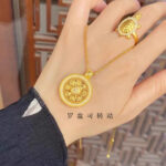 Ancient-style Sand Gold Eight Treasures Compass Pendant, Vintage Hollowed-out Necklace for Women to Attract Wealth - Image 4