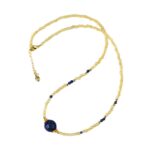 Natural blonde crystal lapis lazuli collar chain  original, niche, luxury women's small necklace