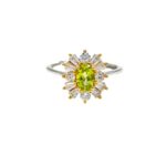 Natural Peridot S925 Silver Ring, Sunburst Design "Stone of Happiness" August Birthstone Jewelry