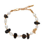 S925 sterling silver natural aethylene quartz and pearl coloured gemstone bracelet