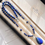 High-quality natural lapis lazuli sweater chain necklace, clavicle chain