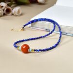 Original Lapis Lazuli and South Red Agate Clavicle Necklace - A Blend of Ancient Wisdom and Bold Vitality - Image 3