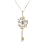 Chanel-Style Fresh Moissanite Key Pendant, 925 Sterling Silver Luxury Key Necklace for Women - Image 2