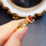 Popular natural garnet ring S925 silver inlaid center stone 4*6 - Image 4