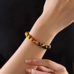 Natural crystal bracelet with amber and yellow crystal beads - Image 4