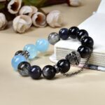 Black Hair Crystal Aquamarine Indigo Iolite Bracelet - Image 4