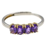 Natural Amethyst S925 Silver Band Ring - Calm Mind Spiritual Healing Jewelry for Women