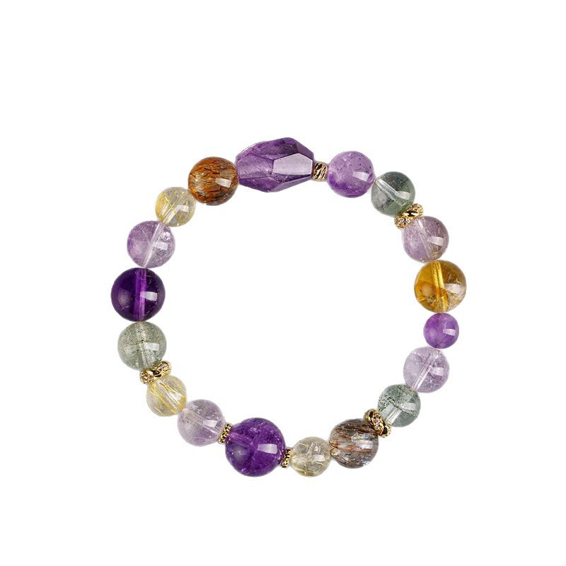 O1CN01bHhshL21RoQMCh1my_2216742276982-0-cib.jpg Natural Black Gold Super Seven Amethyst Rutilated Quartz Prosperity Bracelet - Image 1