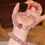 Natural Madagascar Ice Rose Quartz Bracelet - Love Attraction & Energy Healing Crystal Bracelet with Amethyst Accent - Image 3