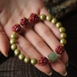 Natural genuine green sandalwood bracelet women's Hetian jade natal Buddha three-in-one six-in-one bracelet men's natal year gift - Image 5