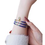 Blue Sea, Blue Sky: Lapis Lazuli Cut Millet Bead Necklace, Women's Sweater Chain, Multi-layered Bracelets - Image 4