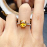 Belle Princess Natural Citrine Ring - Golden Yellow, Zircon-Embellished S925 Silver, Perfect for Formal & Romantic Occasions​ - Image 4