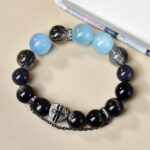 Black Hair Crystal Aquamarine Indigo Iolite Bracelet - Image 5