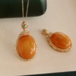 Natural Amber Pendant, High-Quality Egg-Shaped Pendant, S925 Sterling Silver Female Single Pendant with Vintage Premium Look - Image 4