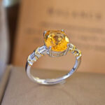 Luxury Minimalist Oval Natural Citrine Ring for Daily & Formal Occasions Yellow Prong Setting S925 Sterling Silver Ring - Image 3