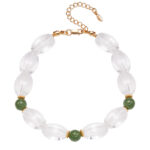 Bohemian Natural Hetian Jade White Crystal Beaded Bracelet Necklace