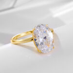 S925 sterling silver oval egg-shaped 5.5ct ice flower cut zircon set ring light luxury luxury ring ring bracelet - Image 3