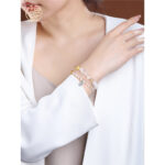 Duobao Natural White Crystal Heart-shaped Frosted Jade Gourd Bracelet for Women - Image 4