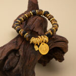 Handmade ancient magic 24k sand golden yellow God of Wealth tiger's eye stone plate bracelet live broadcast popular yellow God of Wealth bracelet bracelet - Image 4