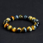 Natural Dreamy Tiger's Eye Bead Crystal Bracelet, Gold-Yellow Blue Tiger's Eye Bracelet - Image 4