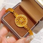 24k sand gold dot zircon lucky crown carriage compass bracelet is hollow and can be rotated to give the round bracelet to your girlfriend - Image 5