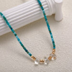 S925 Pure Silver Natural Turquoise and White Crystal Necklace for Women - Luxurious High-End Beaded Collar - Image 3