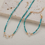 S925 Pure Silver Natural Turquoise and White Crystal Necklace for Women - Luxurious High-End Beaded Collar - Image 2