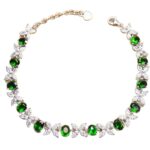 Spring Garden Natural Diopside Bracelet S925 Silver 4*6mm Gemstone Handcrafted Floral Vine Jewelry