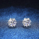 S925 silver moissanite snowflake earrings for women, one-carat moissanite hexagram - Image 3