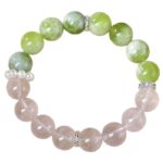 Spring Wild Peach Mist Bracelet - Natural Green Grape Milkshake Beads & Rose Quartz Healing Crystal Bracelet for Self-Care
