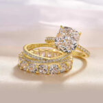 S925 sterling silver 5A zircon wedding ring combination ring female European and American cross-border 0.39inch ice flower cut simulated diamond ring bracelet - Image 3