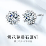 S925 silver moissanite snowflake earrings for women, one-carat moissanite hexagram - Image 4