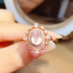 Popular natural pink crystal ring S925 silver inlay main 6*8 hot selling in Europe and the United States - Image 3