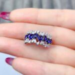 Noble Emperor Blue Natural Sapphire Ring - Royal Blue, Zircon-Embellished S925 Silver, Perfect for Formal & Luxury Occasions - Image 2