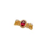 Popular natural garnet ring S925 silver inlaid center stone 4*6