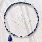 High-quality natural lapis lazuli sweater chain necklace, clavicle chain - Image 2