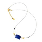 Light Luxury Elegant Natural Clear Quartz Lapis Lazuli Yellow Rutilated Quartz Freeform Collarbone Necklace
