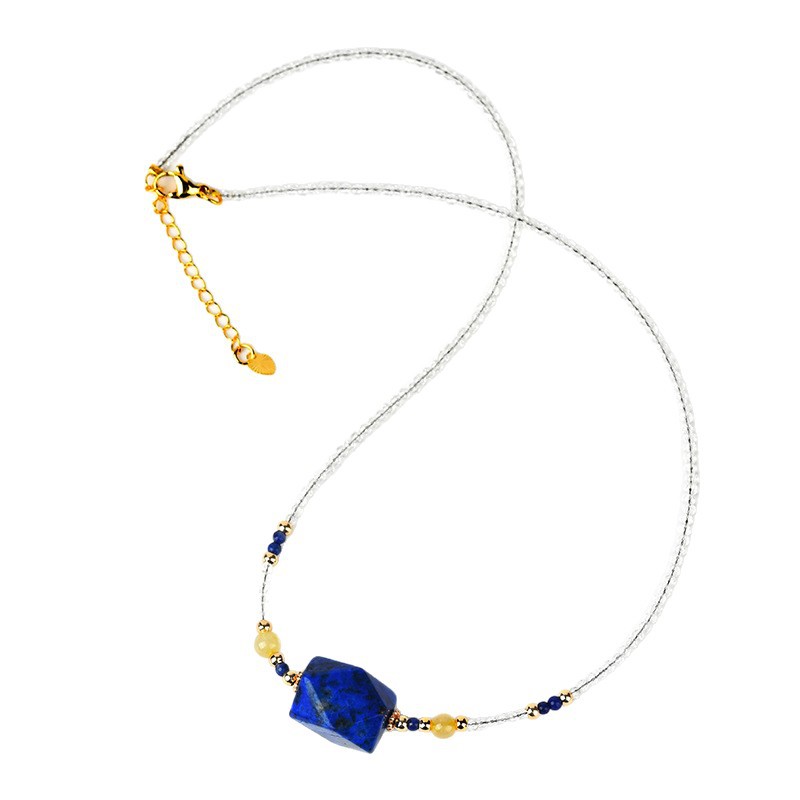 O1CN01vxUK3122y9yxxWq6f_2256127188-0-cib.jpg Light Luxury Elegant Natural Clear Quartz Lapis Lazuli Yellow Rutilated Quartz Freeform Collarbone Necklace - Image 1