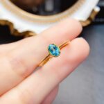 Natural Topaz Ring, S925 Silver Inlaid Ring, Romantic & Elegant Style Oval Blue Topaz Jewelry - Image 5