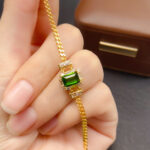 Natural diopside bracelet women's accessory niche high-end sense 925 silver 5*7mm - Image 4