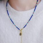 Blue Sea, Blue Sky: Lapis Lazuli Cut Millet Bead Necklace, Women's Sweater Chain, Multi-layered Bracelets - Image 3