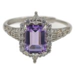 Natural amethyst ring creative inlay S925 silver ring female niche high-end light luxury