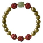 Natural genuine green sandalwood bracelet women's Hetian jade natal Buddha three-in-one six-in-one bracelet men's natal year gift