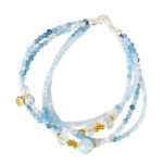Ocean Letter Natural Aquamarine Multi-Layer Bracelet, S925 Silver Adjustable Clasp Handmade Jewelry - Image 4