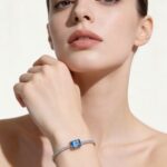 Luxury Natural Topaz Bracelet Daily Blue Silver Inlaid - Image 2