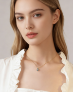 Tears of the Sea Pear Shaped Natural Aquamarine Pendant, 925 Sterling Silver Gold Plated, Milgrain Bezel Vintage Jewelry, March Birthstone Gift for Her - Image 2