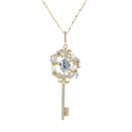 Chanel-Style Fresh Moissanite Key Pendant, 925 Sterling Silver Luxury Key Necklace for Women