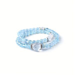 Modern Minimalist Luxury Natural Aquamarine & White Crystal Double-Layer Bracelet